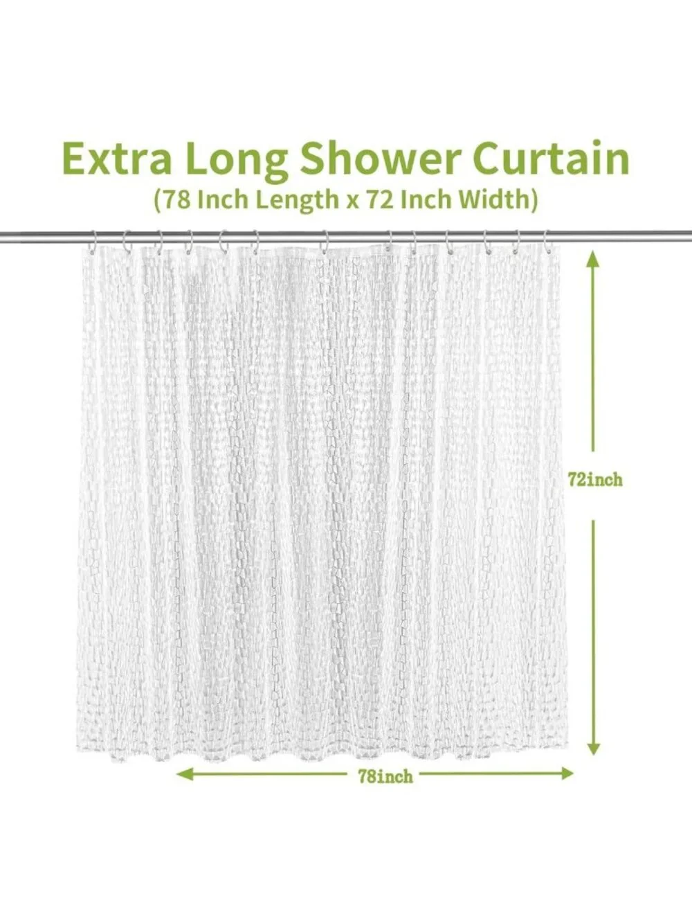 Waterproof Clear Shower Curtain Liner 72x78 inches - 3D Water Cube Design, 12